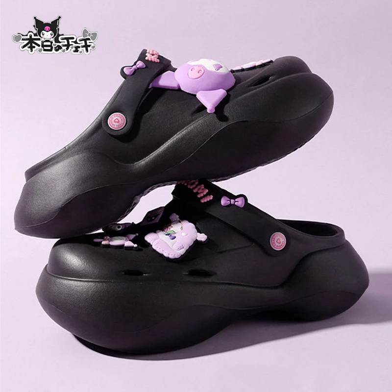 

Тапочки Kawaii Sanrio Kuromi Hello Kittys Y2K аниме милые летние пляжные удобные нескользящие Игрушки для девочек Подарки