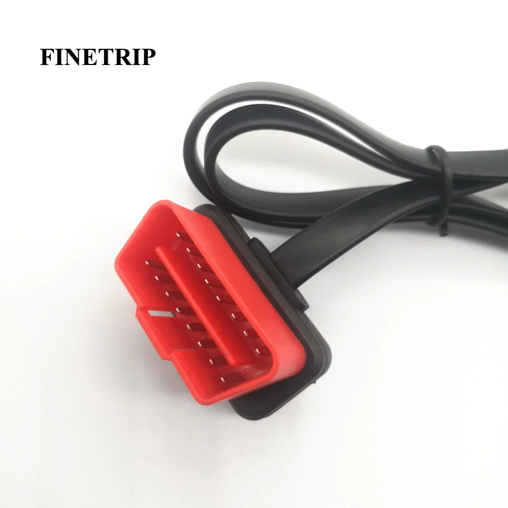 automotive battery charger 30CM 60CM flat ELM327 OBD2 Extension Cable 16 Pin Male To 16Pin Female Connector OBD II Diagnostic Adapter big car inspection equipment