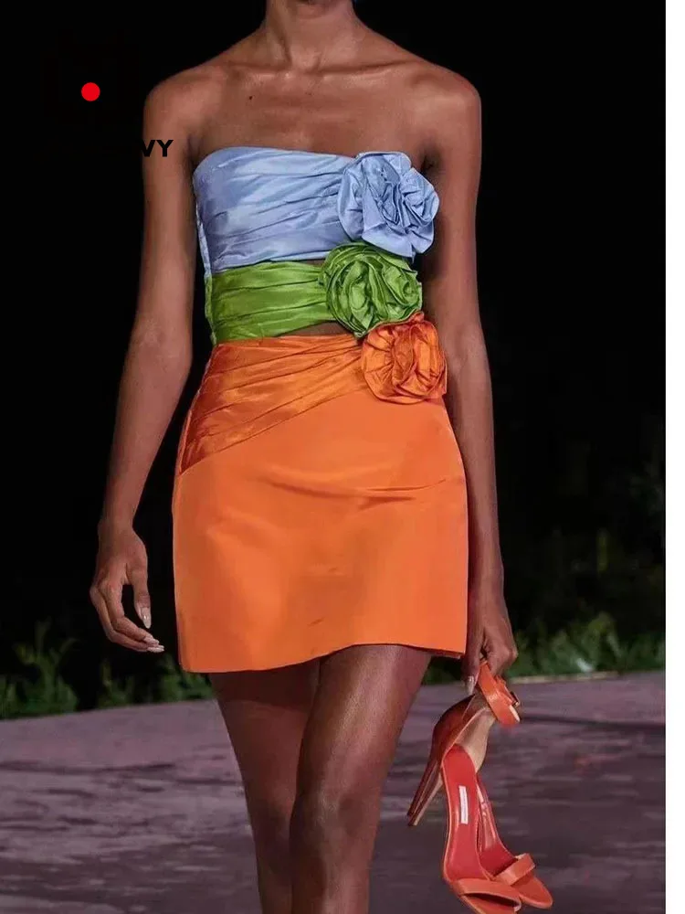 

Роскошное женское модное платье Люкс & ENVY, Новое Стильное контрастное короткое платье с цветочной вставкой и бюстгальтером, великолепная Осенняя коллекция 2023