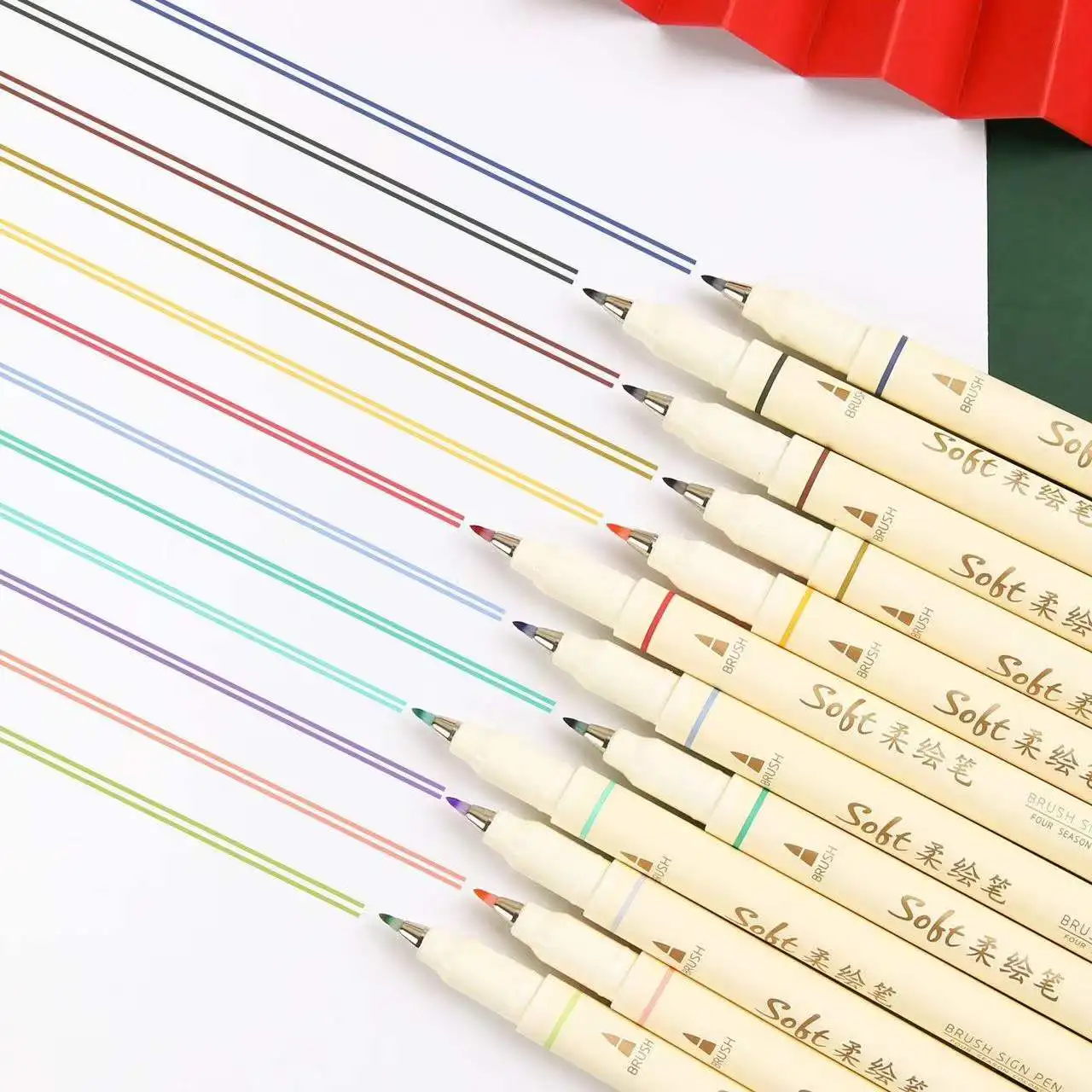 Brush Sign Pen 24 Colors Painting Graffiti Calligraphy Small Regular Script Soft Head Pen Colorful 1pc