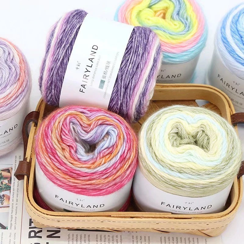 

100g/PC Rainbow Cake Velvet Gradient Dyed Cotton Thread Sweater Shawl Hat Scarf Sweater Sweater Knitted Fancy Blended Yarn
