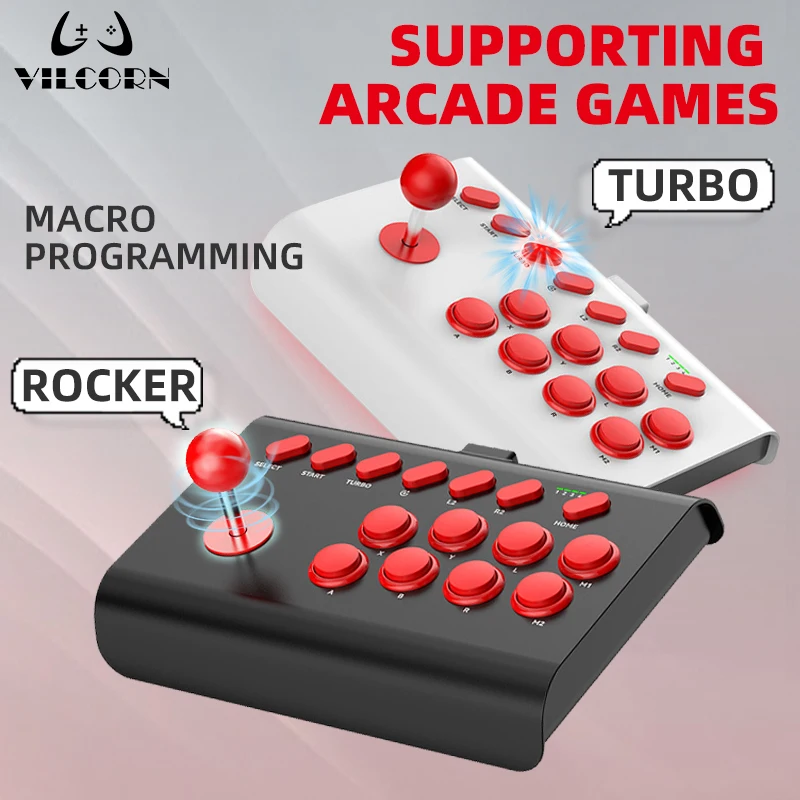 닌텐도 스위치 PS4 PS3 PC용 아케이드 격투 게임 조이스틱 로커, 무선 블루투스 아케이드 게임 스틱 컨트롤러, 8 in 1