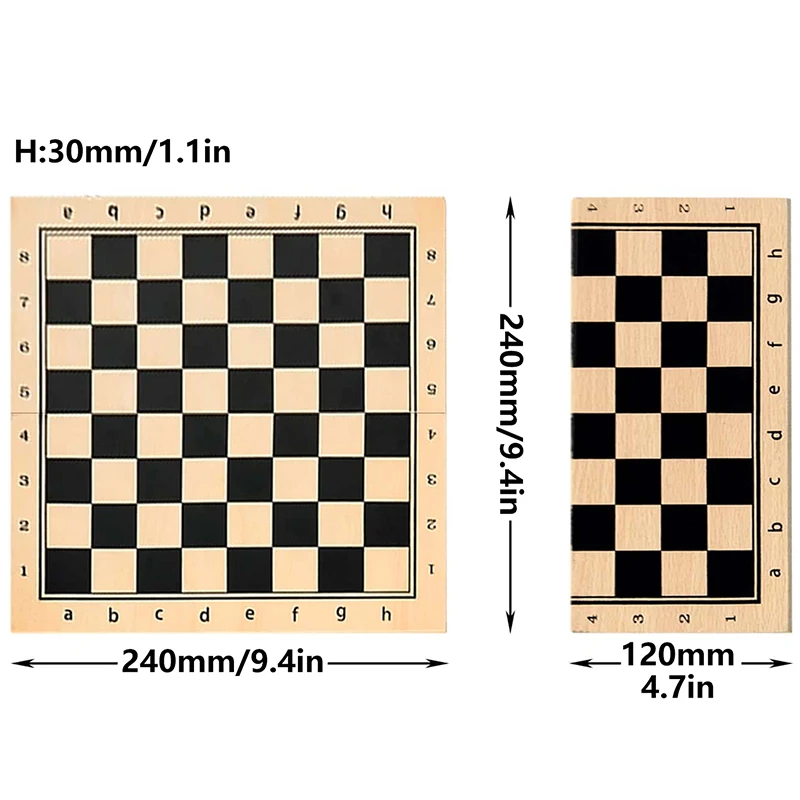 Three-in-one Wooden Chess Set Foldable Portable Chessboard Puzzle Toy