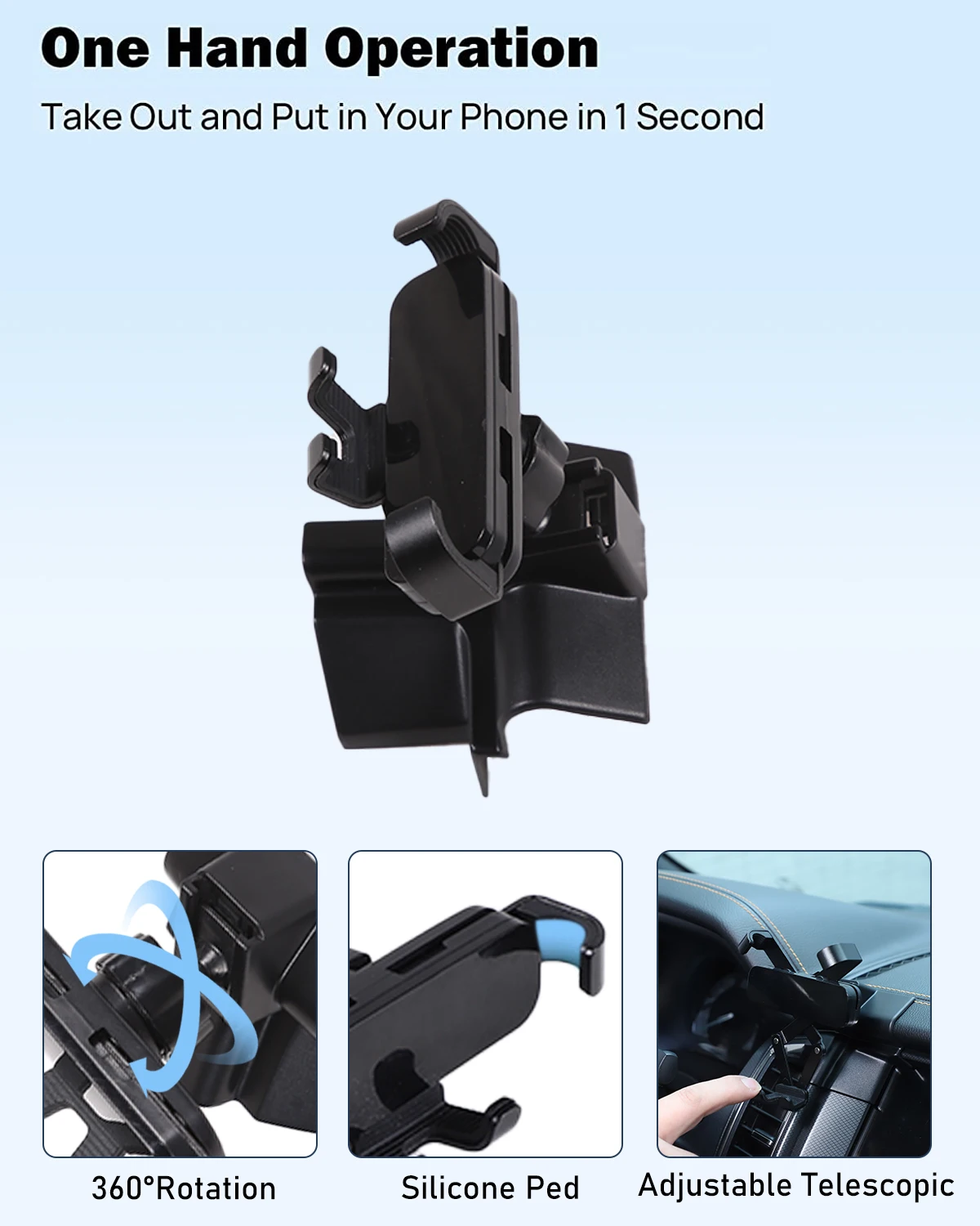 Car Phone Holder Mount For Ford Ranger 2015- Car Central Control Air Vent Cell Phone Holder 360-Degree Rotation