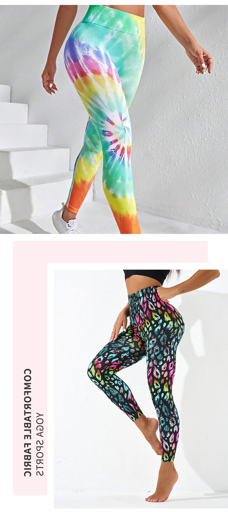 Neue 3D Druck Tie Dye Sport Yoga Hosen Frauen Nahtlose Leggings Hohe Taille Fitness Push-Up-Leggings Gym Workout Strumpfhosen Kleidung – Detail 5