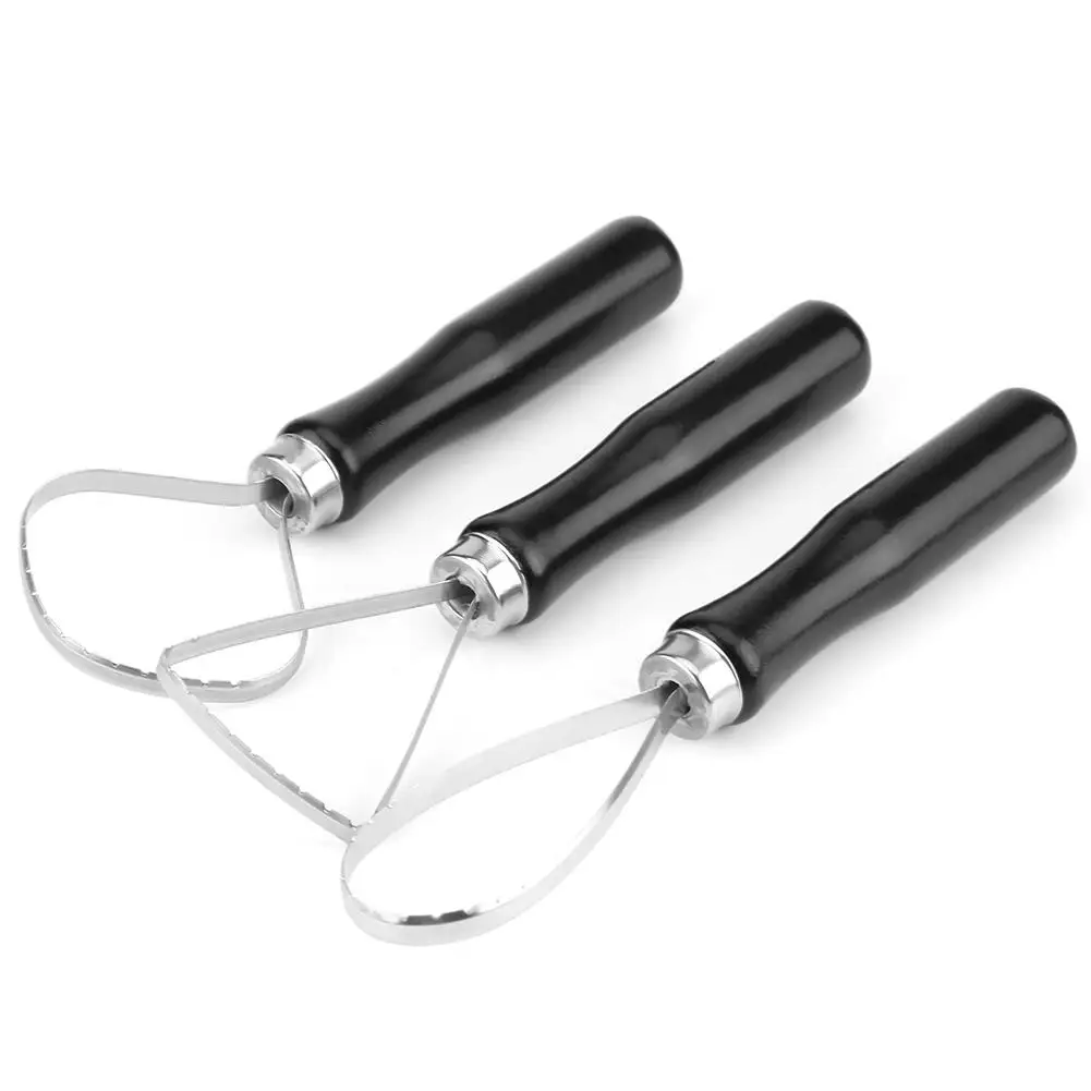 3 Pcs Wood Pottery Clay Sculpting Tools Set with Steel Flat Wire-Big Loop Carving Tools for DIY Home & School Projects