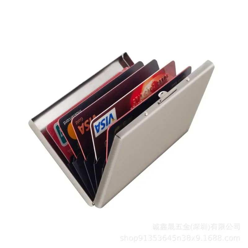 ID Credit Card Box Stainless Steel RFID Blocking Cards Organizer Case Holder 6 Cards Hold Available Business Card Storage Box card holder,credit card holder,photo card holder,desk card holder,postcard holder