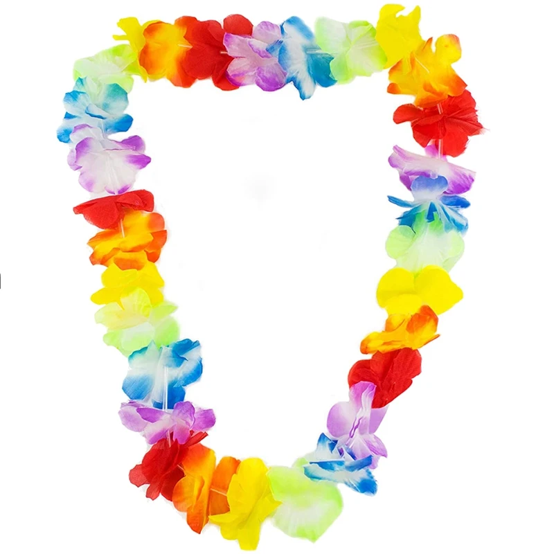 하와이 Leis 열대 꽃 체인, 해변, 수영장, 칵테일 파티에 완벽한 환영, 10 팩