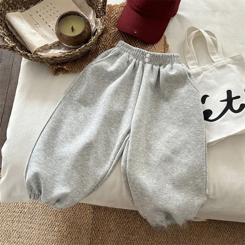 New Children Pants Spring Autumn Casual Sports Trousers Boys Girls Korean Solid Color Fashion Versatile Kids Baby Clothing Pants