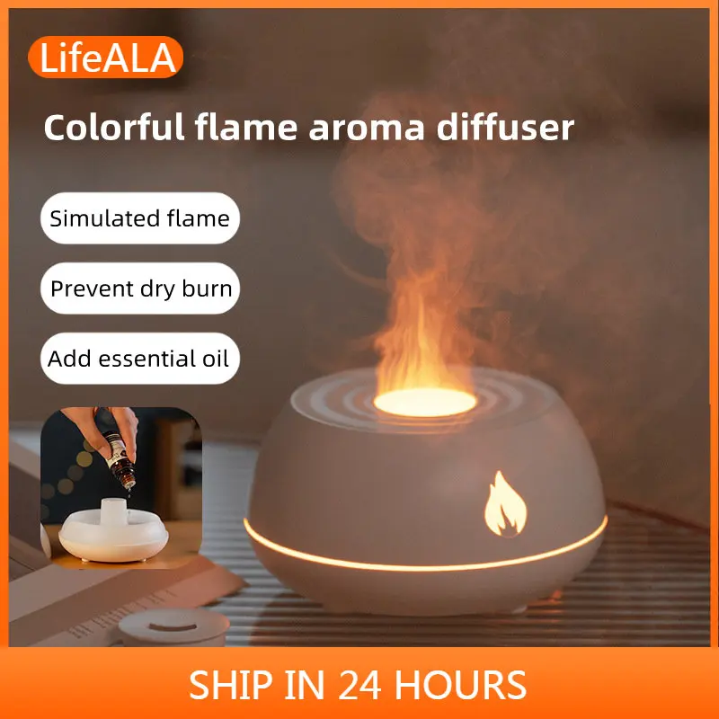 

Household Aromatherapy Diffuser USB Air Humidifier with Flame Lamp Ultrasonic Cool Mist Aroma Diffuser Essential Oil Freshener