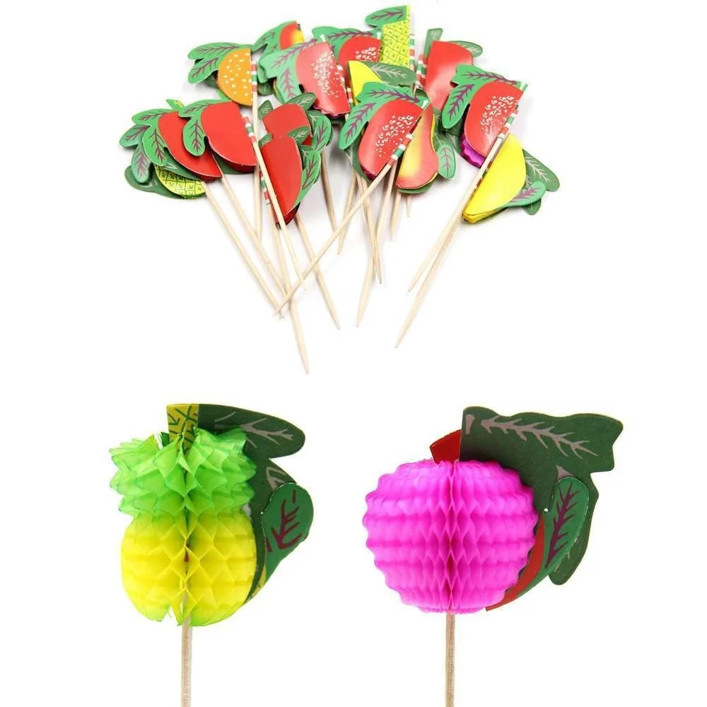 Description Picture 3 of item20/50PCS Coconut Tree Watermelon Paper Umbrella Cocktail Parasols Drink Fruit Picks Cake Topper Birthday Party DIY Home Supplies