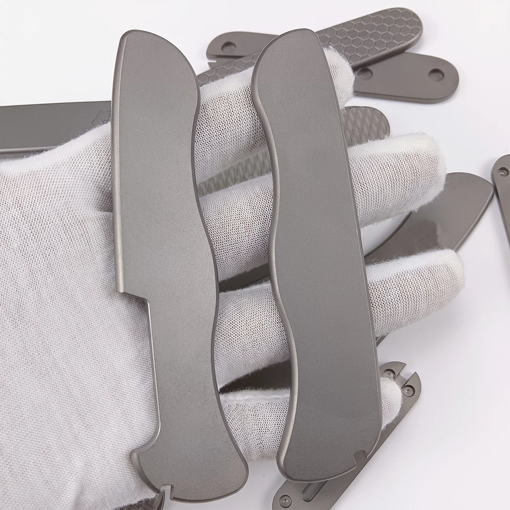1Pair Titanium Alloy Handle Scales for 111MM Swiss Knife Patch with Slots for Toothpick Tweezers Modification Accessories