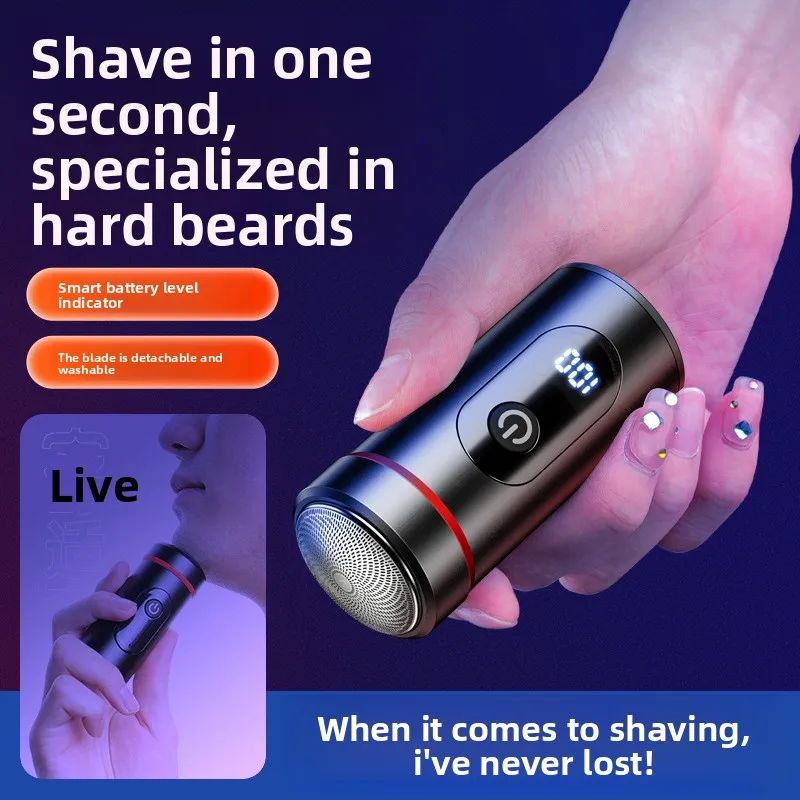 전기 면도기 미니 디지털 디스플레이 면도기 여행용 차량용 남성용 가정용 면도기 3중 나이프 헤드