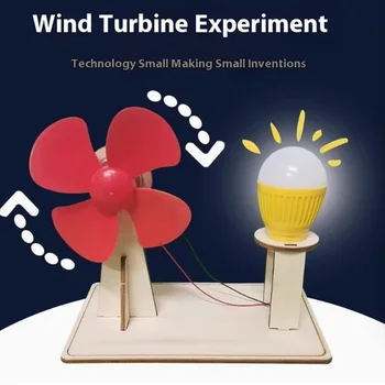DIY Wooden Wind Turbine Model Children's Science Toy Assembly Steam Technology Physics Education Learning Game Toy 1