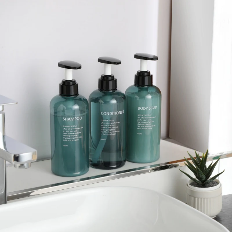 Bathroom Soap Dispenser Shampoo Body Wash Hair Conditioner Bottle Plastic Storage Bottle Press Pump Sub 500ML 3pcs
