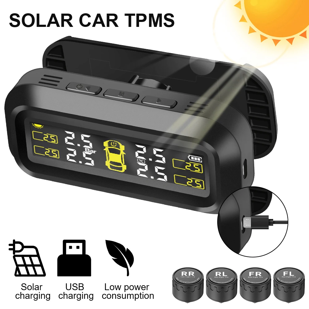 Enhanced Tire Pressure Monitoring System for Off-Road Vehicles - Solar/USB Powered Automobile Accessory