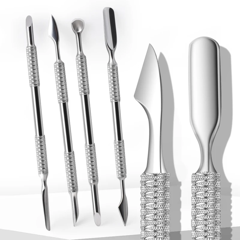 1 Pz Pelle Morta Pusher Nail Fork Nipper In Acciaio Inox Pusher Nail Cuticle Remover Manicure Nail Art Tool