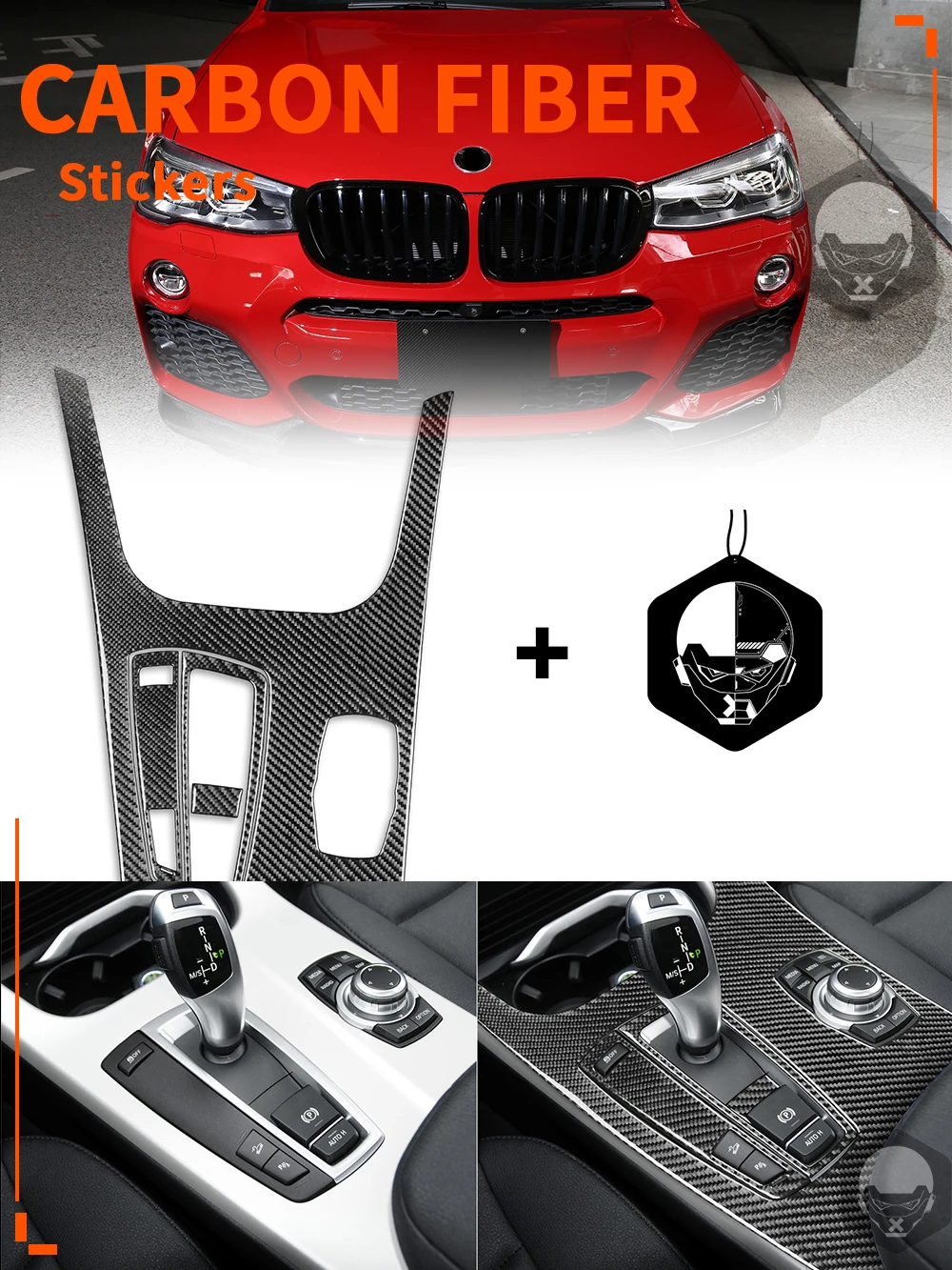 For BMW X3 F25 2011-2017 Gear Shift Panel Sport Control Button Set Cover Trim Real Carbon Car Interior Accessories Fiber Sticker