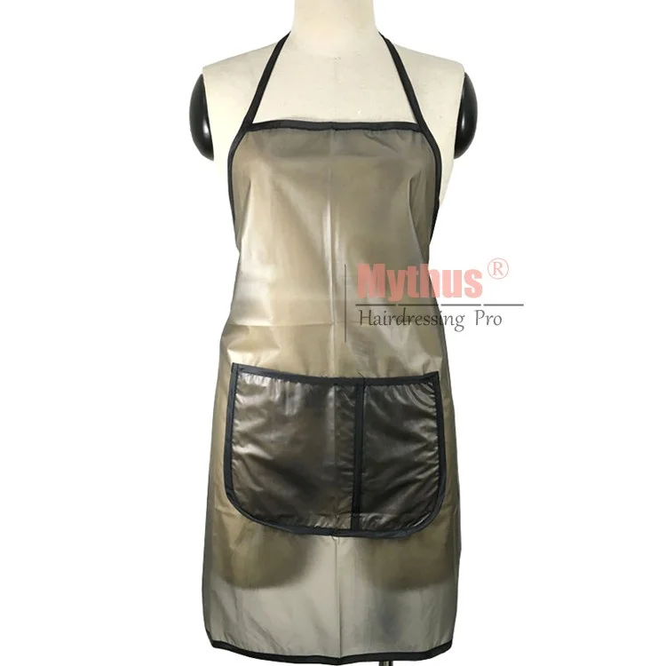 전문 미용 방수 PVC 앞치마, 큰 주머니가 있는 가정용 이발 액세서리, 세척하기 쉬운 이발 망토