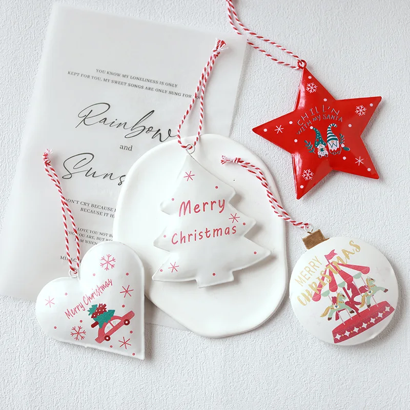 

Christmas tree small pendant Nordic style retro iron sheet Christmas tree display window creative decoration atmosphere