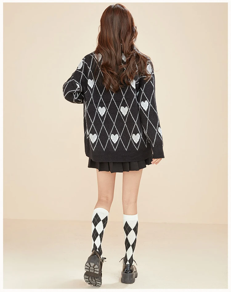 ugly christmas sweater Cardigan Women Sweater Aesthetic Vintage Y2k Harajuku Oversized Casual Gothic Style Fashion V-neck  Loose  Knitwear Tops Coat cable knit sweater
