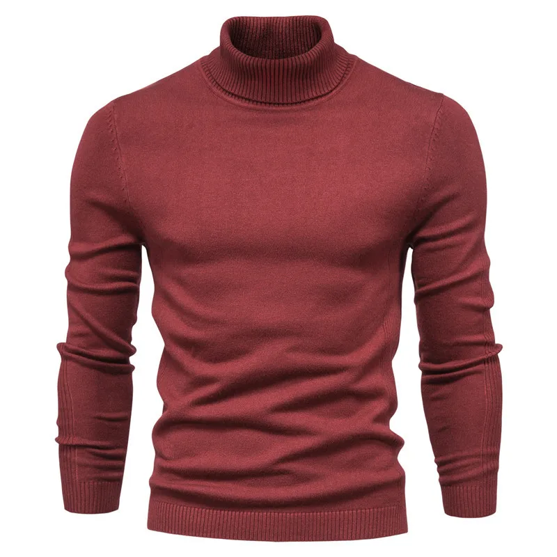 (Pack of 2) Autumn and Winter New Casual Men's Solid Color Pullover High Neck Sweater Men's Clothing Casual