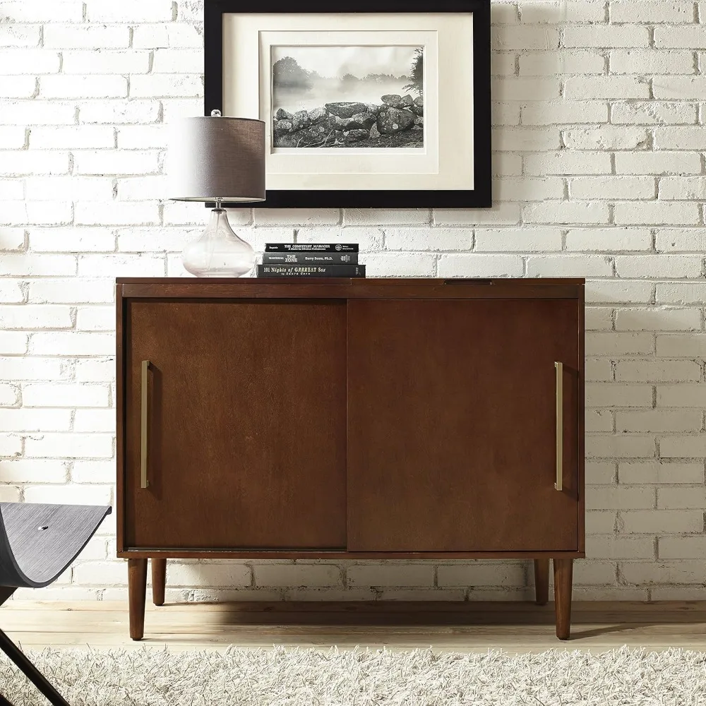 Everett Mid-Century Modern Media Console, Mahogany 6