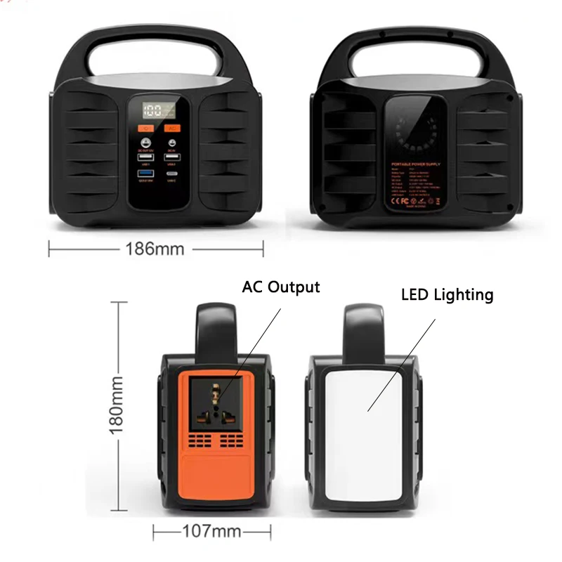 Solar Generator Battery Charger 42000mAh Portable Emergency Power Station Outdoor Camping Power Bank Supply 155wh Inverter