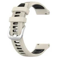 Silicone Smart Watch Run Band Bracelet - Compatible with Select Garmin Models, Available in 18/20/22MM Sizes - 22MM Strap (Starlight Black)