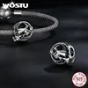 WOSTU 925 Sterling Silver Halloween Collection Red Rose Flower Skull Charms Black CZ Witch Bat Bead fit DIY Bracelet Bangle Punk 4