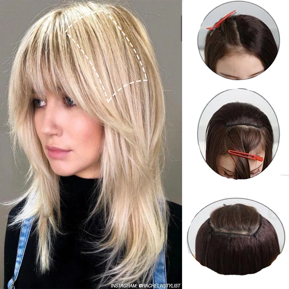 Synthetic Hair Pads Invisible Seamless Clip In Hair Extension Hair Piece Lining of Hair Top Side Cover Hairpiec