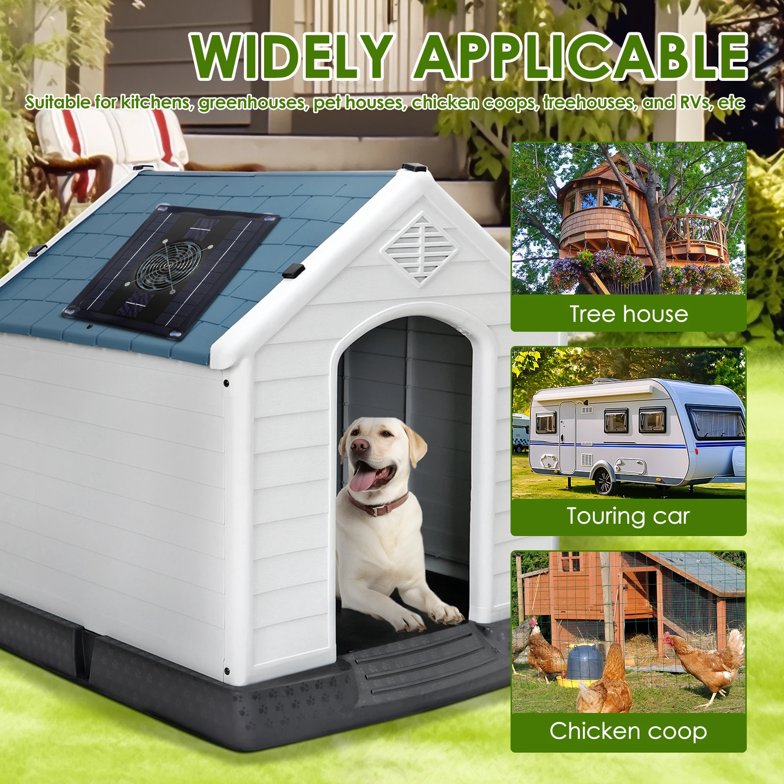 Solar Powered Exhaust Fan IP65 Waterproof Solar Exhaust Fan Kit Efficient Greenhouse Portable Shed