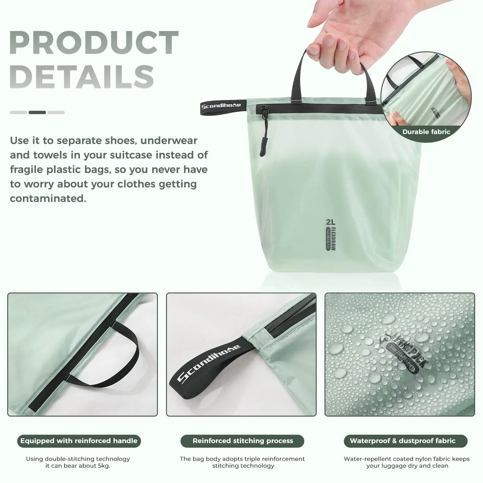 Waterproof Zipper Pouch with Handle for Clothing and Accessories – Portable Travel and Sports Organizer