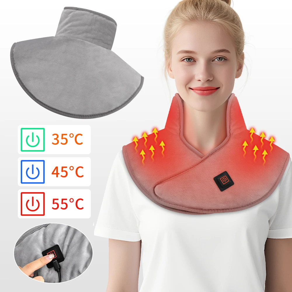 USB Heated Back Wrap Electric Heating Shoulder Neck Pad 3 Heat Level Soft Hot Compress Back Shawl Neck Shoulder Fast Heated Pad