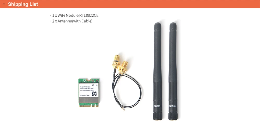 M.2 2230 E-Key RTL8822CE WiFi Module For NanoPi R5C/M6/Zero2,NanoPC T6 Supports
