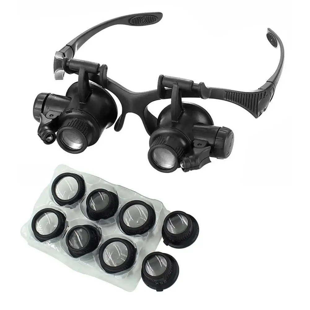 

Magnifier Glasses Loupes with LED for Wearing 10X/15X/20X/25X Lens Observation Magnifying Reading Jewelers Watchmaker Repair