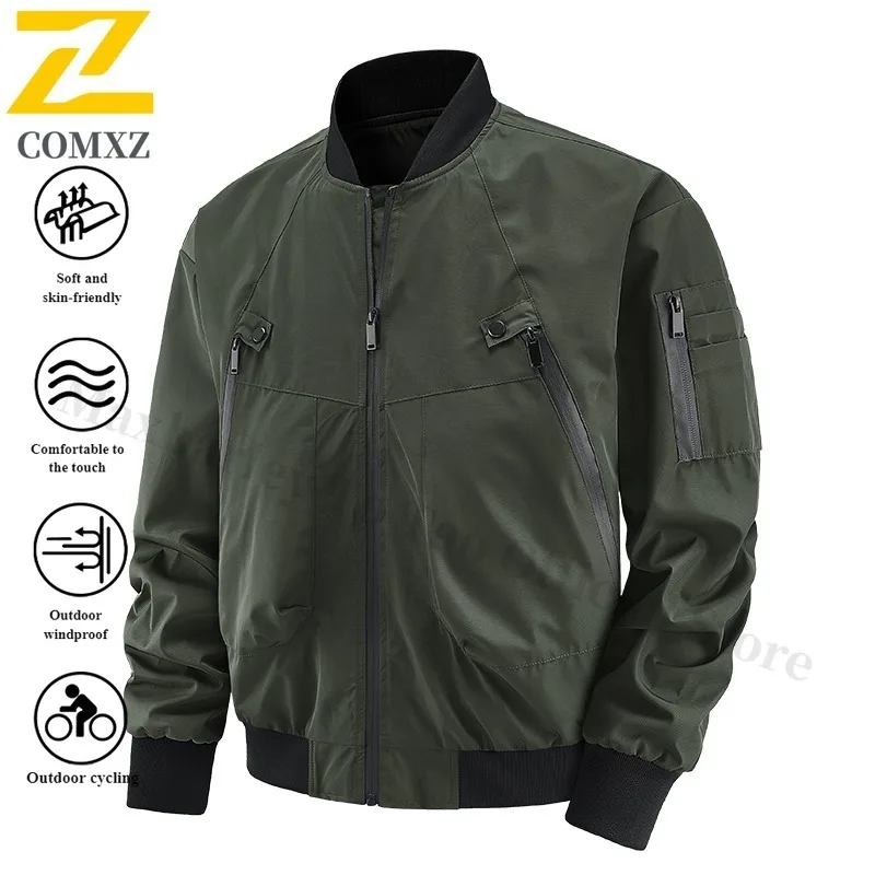EiAO New Autumn Men's Outdoor Windbreaker Functional Baseball Jacket Waterproof Lightweight Loose Fit Windproof Coat Plus Size