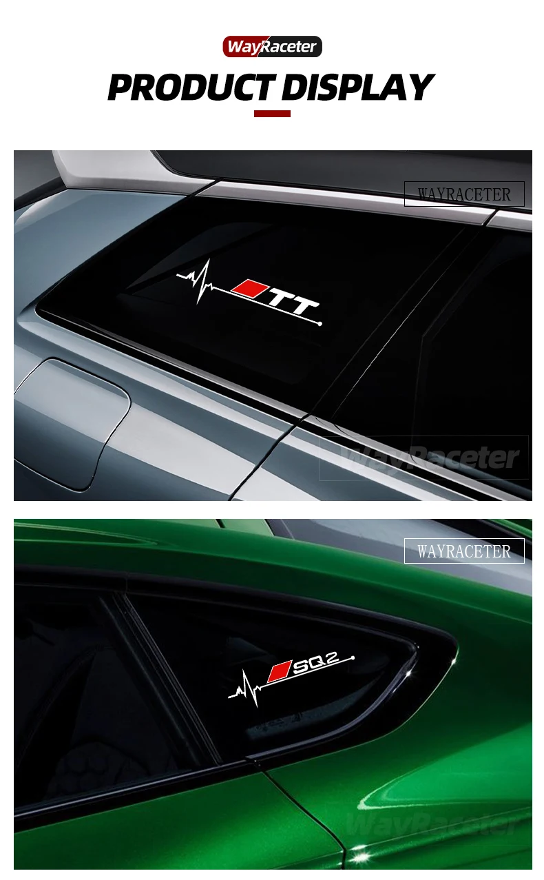 2 Pcs Car Window Sticker Graphics Body Reflective Vinyl Decal For Audi A1 A2 A3 A4 A5 A6 A7 A8 Q2 Q3 Q4 Q5 Q6 Q7 Q8 TT SQ2 S6