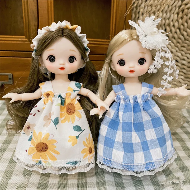

16CM Dolls and Clothes 13 Articulated BJD Dolls Fashion Princess Clothes Set Accessories Multicolor Hair Doll Toys for Girls