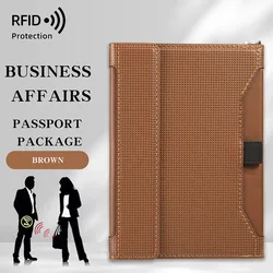 RFID Blocking Multifunctional Passport Cover with Large Capacity (Brown)