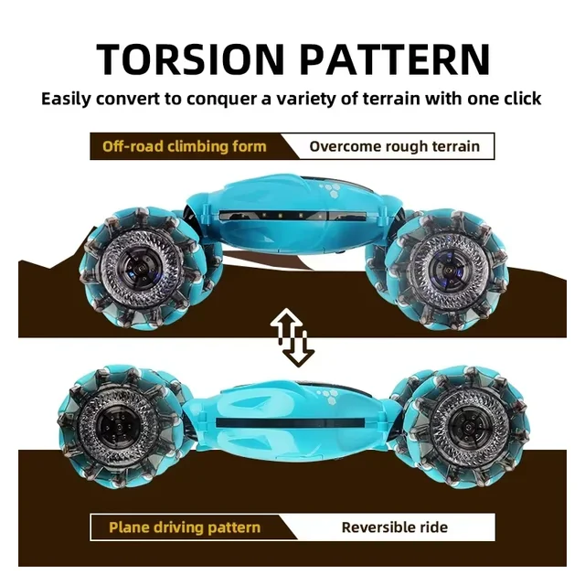 Stunt RC Car 4WD 1:16 With LED Light Gesture Induction Deformation Twist Climbing Radio Controlled Car Electronic Toys For Kids 6