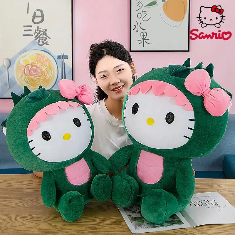 

35/50/65cm Sanrio Kawaii Hello Kitty Dinosaur Plush Toy Cartoon Doll Room Decoration Sleeping Throw Pillow Kids Christmas Gifts