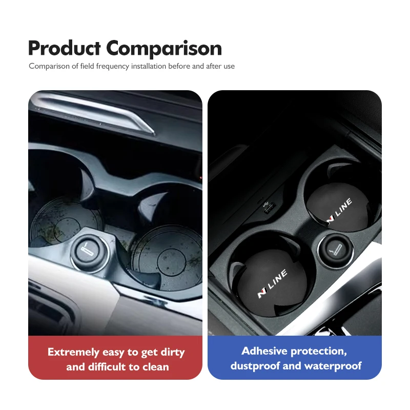 Universal Car Coaster Anti-Slip Mats Water Cup Drink Pads For Hyundai N LINE i30 i20 Sonata Accent Tucson Elantra Azera