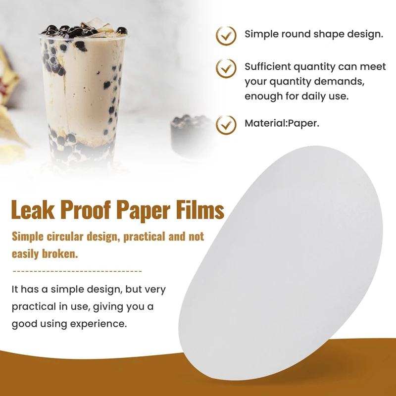 A15F-Round Shape Leak Proof Paper Film Coffee Spill Proof Gasket Leak Paper Films,Disposable Milk Tea Sealing Film