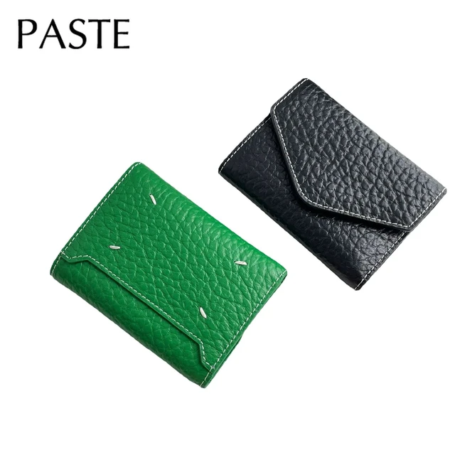 2023 New Elephant Skin Pattern Cowhide Leather Women Short Wallet Green Luxury Tri-Fold Card Wallet