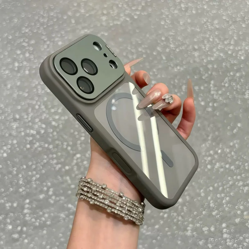 Sleek Matte Metal Camera Protector with MagSafe-Compatible Magnetic Shockproof Cover