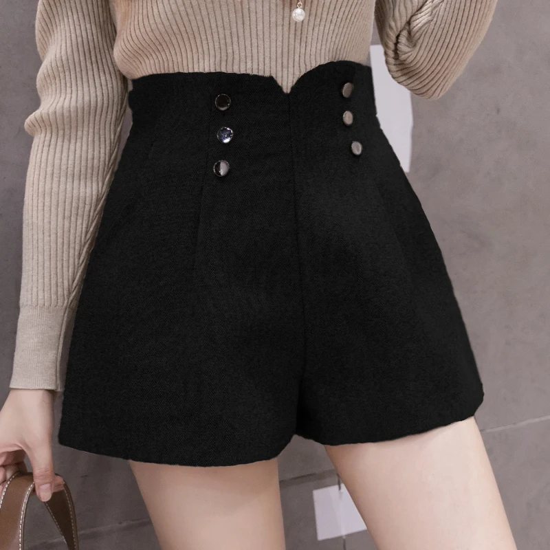 2023 Autumn/Winter High Waist Versatile Loose Woolen Wide Leg Pants Fashion Trend Shorts for Women