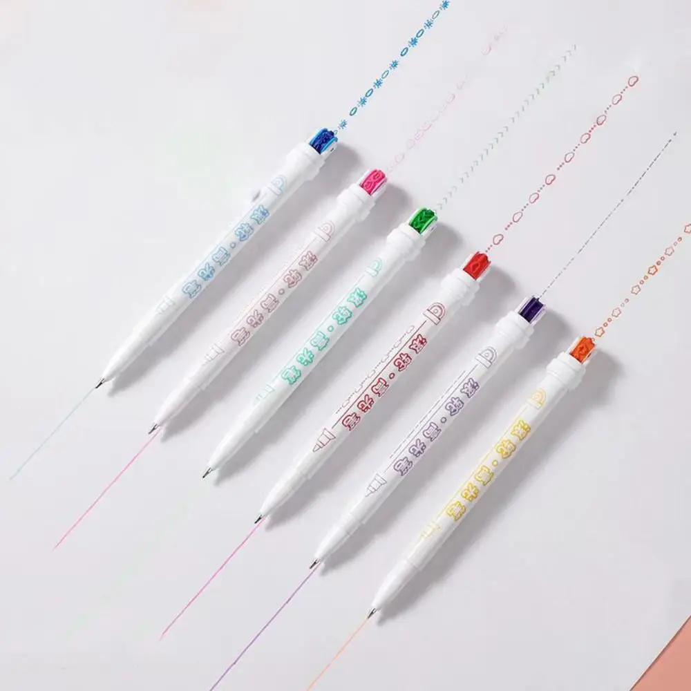 그리기 도구 꽃 모양의 더블 헤드 커브 라인 크리스마스 여러 모양 컬러 커브 형광펜, 마커 펜