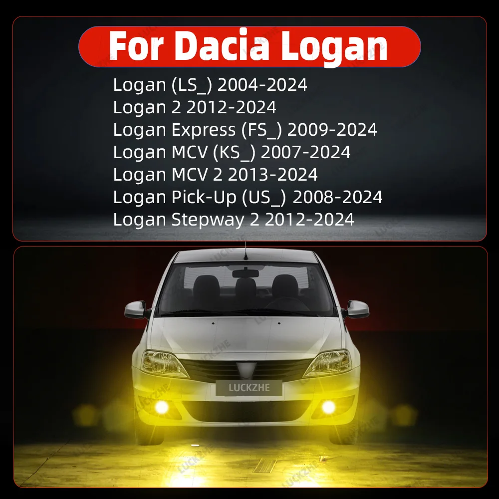 다치아 로건 2004-2018 2019 2020 2021 2022 2023 2024용 LED 전면 안개등 전구, 액세서리, 듀얼 컬러 LED 안개등 (노란색)