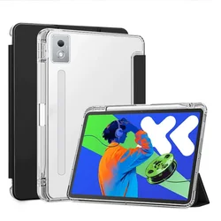 Clear Acrylic Smart Tablet Case with Pen Slot for Xiaoxin Pro12.7 2025 (Black)